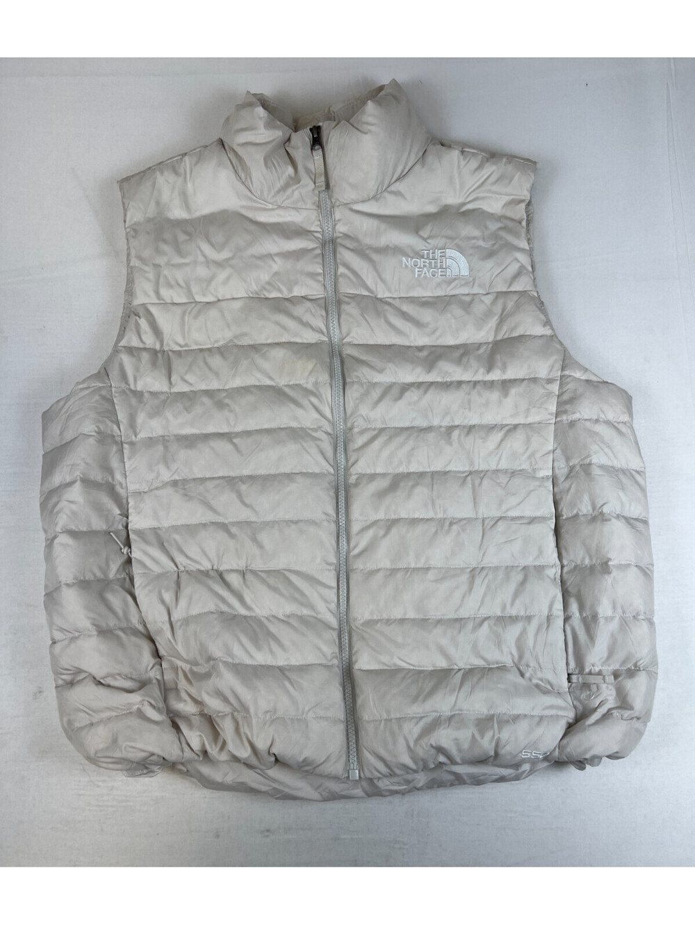 The North Face Men L Down Puffer Vest Off-White 550 Fill Goose Down